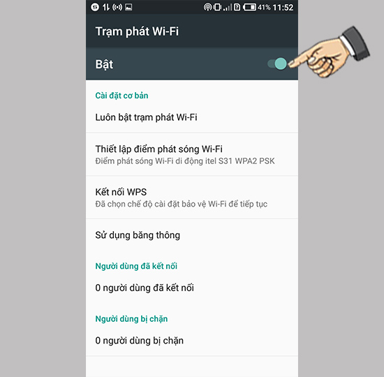 Kích hoạt tính năng lên